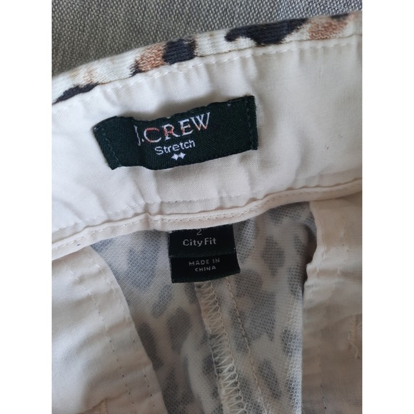 J. Crew Stretch Women's 2 City Fit Leopard Animal Print Ankle Tapered Leg Pants - Picture 2 of 9